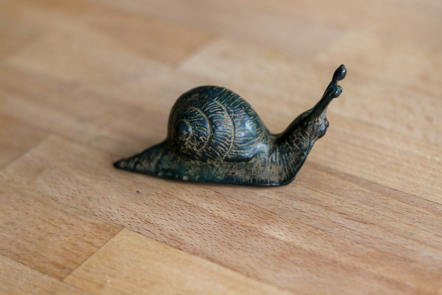 Bronze Snail Statuette - Tan and Dark Green