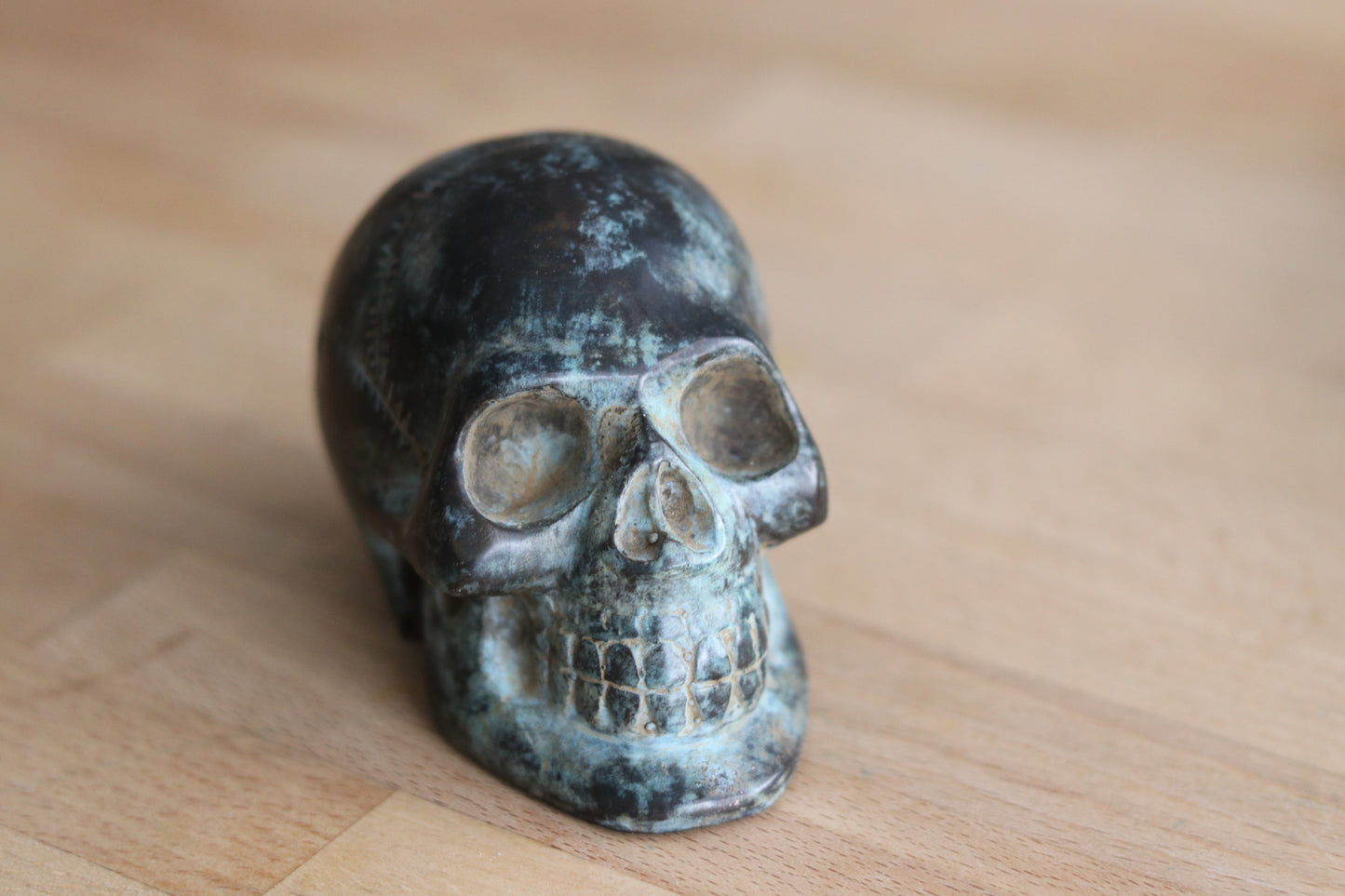 Bronze Skull Statuette - Dark Green