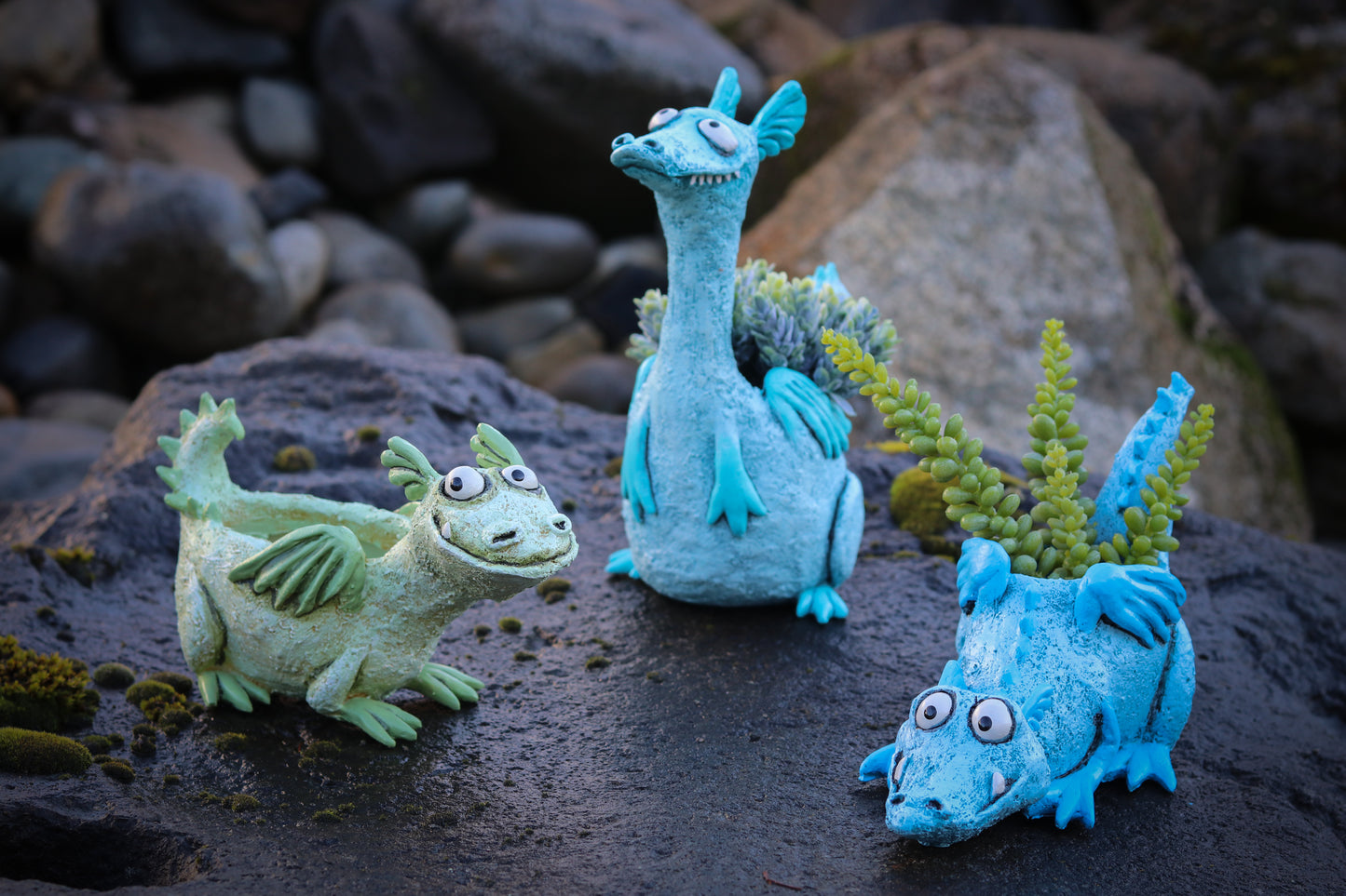 Drake the Teal Dragon Blobhouse Planter