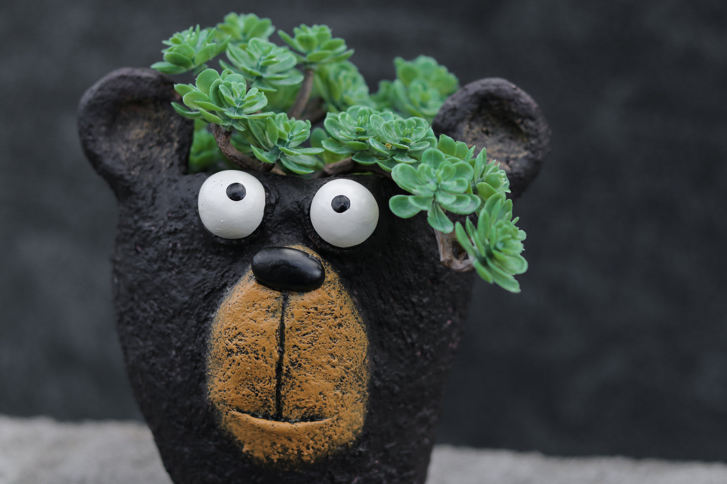 Bruno the Black Bear Head Blobhouse Planter