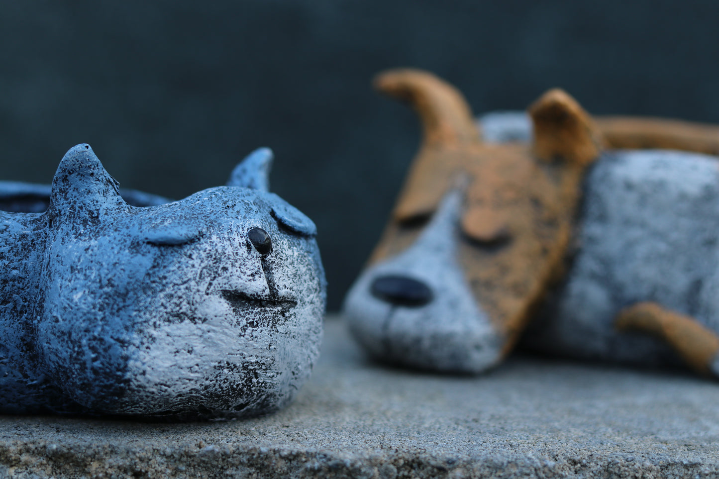 Blue Sleeping Cat Blobhouse Planter