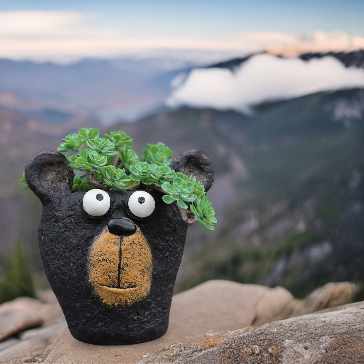 Bruno the Black Bear Head Blobhouse Planter