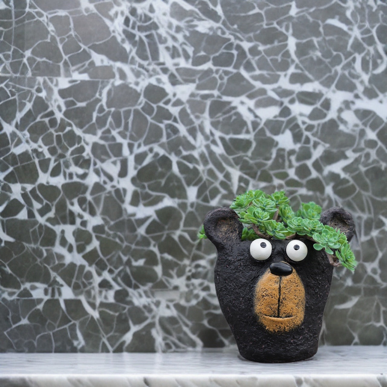 Bruno the Black Bear Head Blobhouse Planter