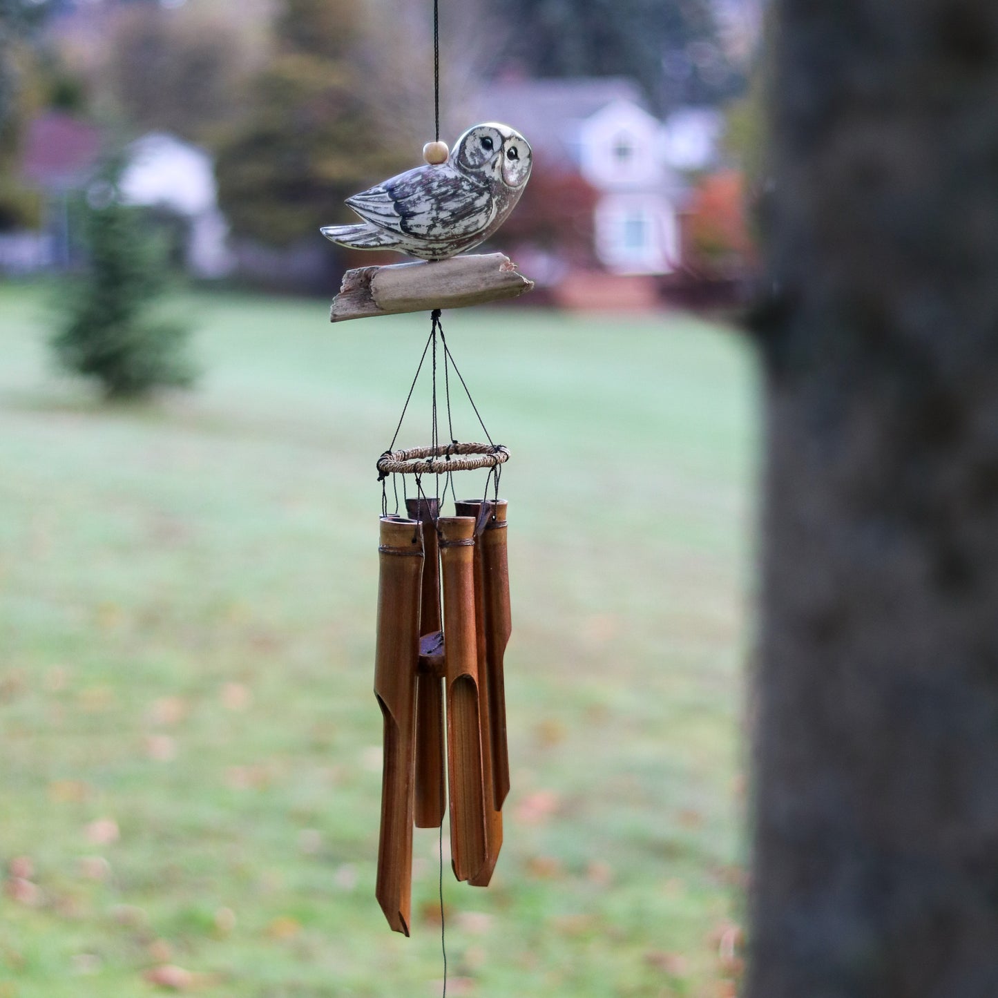 White Owl Bamboo Wind Chime