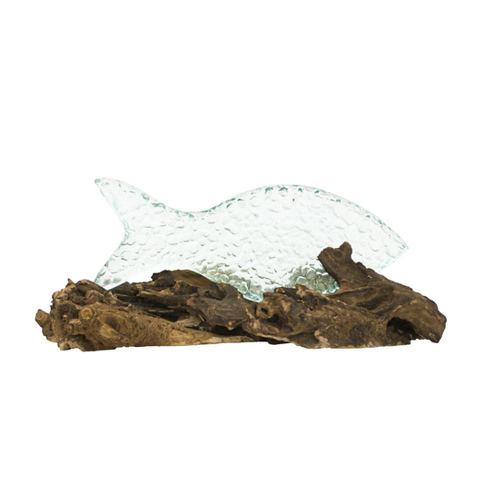 Decorative Glass Fish on Gamal Wood