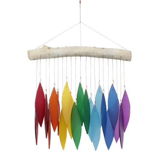 Tumbled Glass Wind Chime - Leaf Design