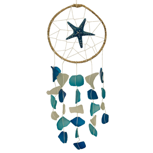 Seashore Dreamcatcher Tumbled Glass Wind Chime