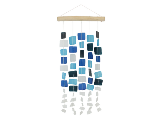 Tumbled Glass Wind Chime - Squares Pattern