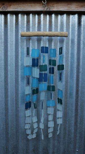 Tumbled Glass Wind Chime - Squares Pattern