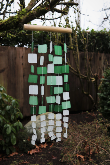 Tumbled Glass Wind Chime - Squares Pattern