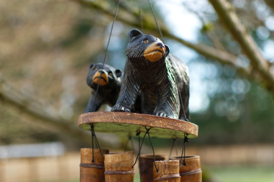 Black Bear Family Bamboo Wind Chime