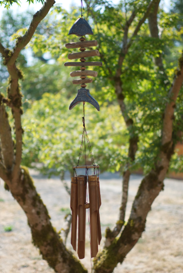 Blue Bone Fish Bamboo Wind Chime