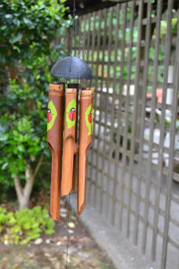 Simple Bamboo Wind Chime - Ladybug Print