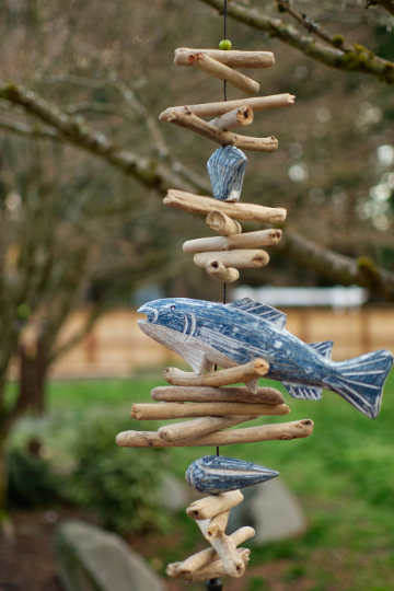 Distressed Blue and White Fish Cohasset Bell