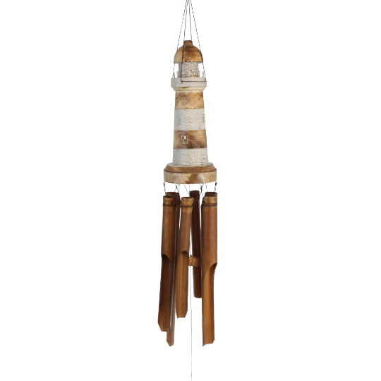 Lighthouse Bamboo Wind Chime 8"