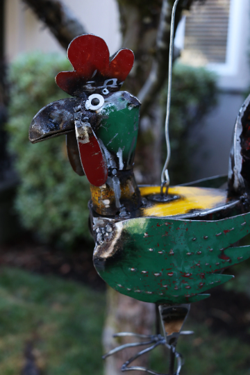 Squat Rooster Upcycled Oil Drum Wind Chime