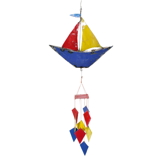 Sailboat Upcycled Oil Drum Wind Chime