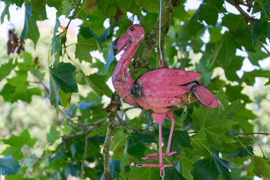 Pink Flamingo Upcycled Oil Drum Wind Chime