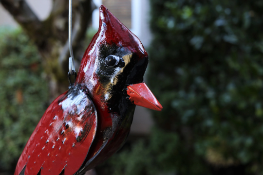 Cardinal Upcycled Oil Drum Wind Chime