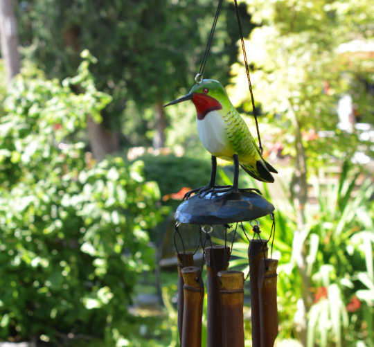 Ruby Throated Hummingbird Wild Bird Bamboo Wind Chime