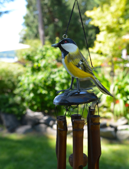 Chickadee Wild Bird Bamboo Wind Chime