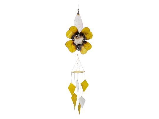 Yellow Daisy Upcycled Oil Drum Wind Chime