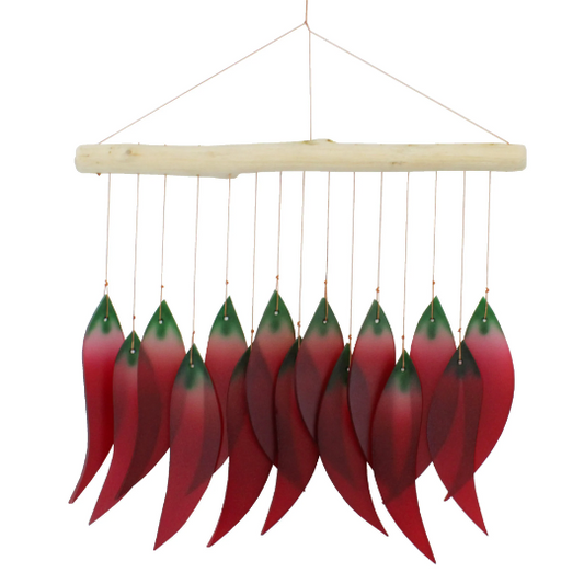 Chili Pepper Tumbled Glass Wind Chime