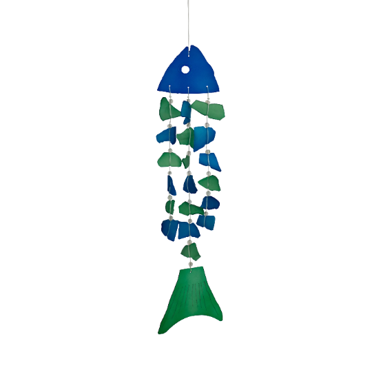 Tumbled Glass Bone Fish Wind Chime