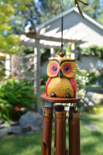 Assorted Color Oscar Owl Bamboo Wind Chimes