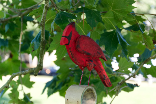 Wooden Cardinal Tumbled Glass Wind Chime