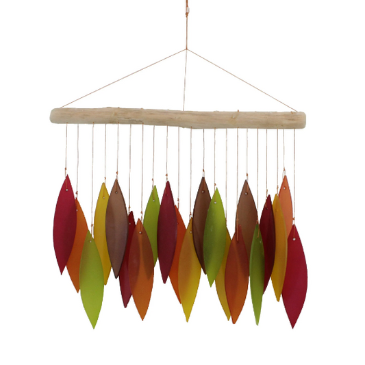 Tumbled Glass Wind Chime - Leaf Design