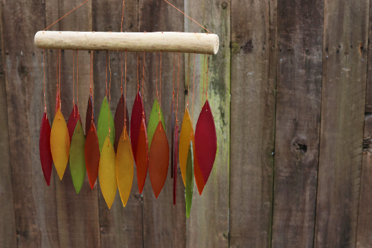 Tumbled Glass Wind Chime - Leaf Design