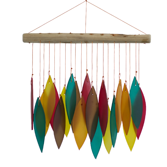 Tumbled Glass Wind Chime - Leaf Design