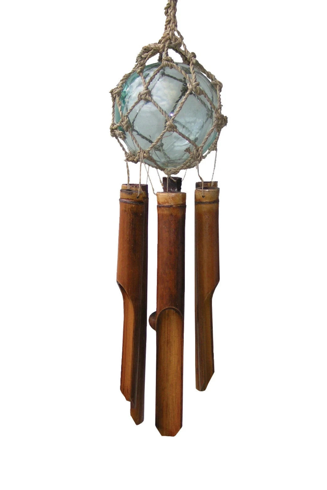 4" Assorted Color Glass Ball Bamboo Wind Chimes