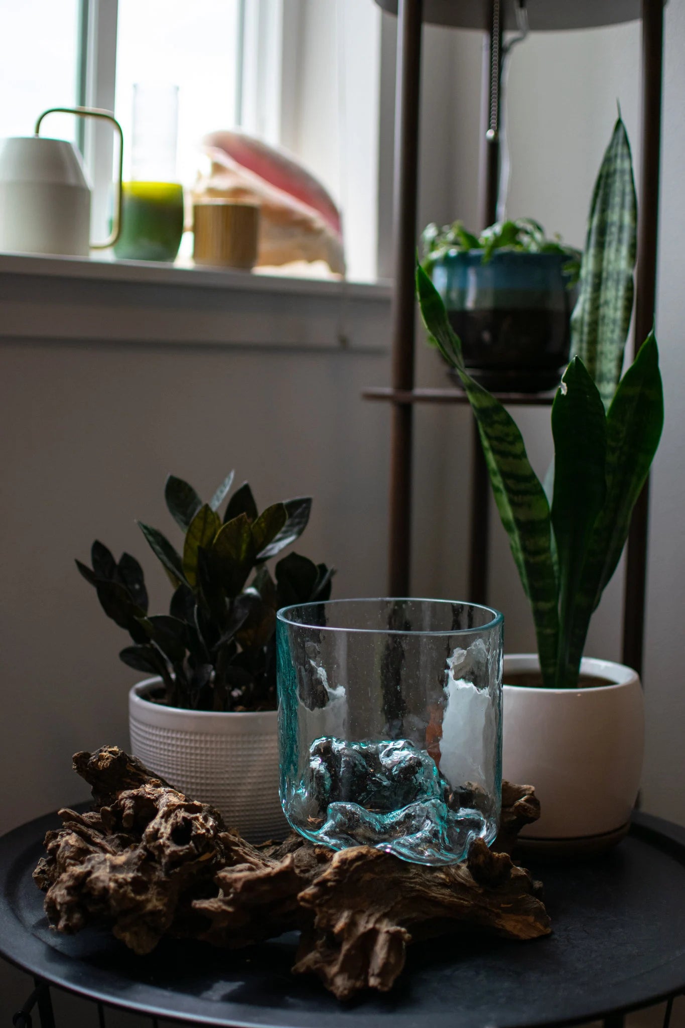 Cylindrical Molten Glass Vessel on Gamal Root