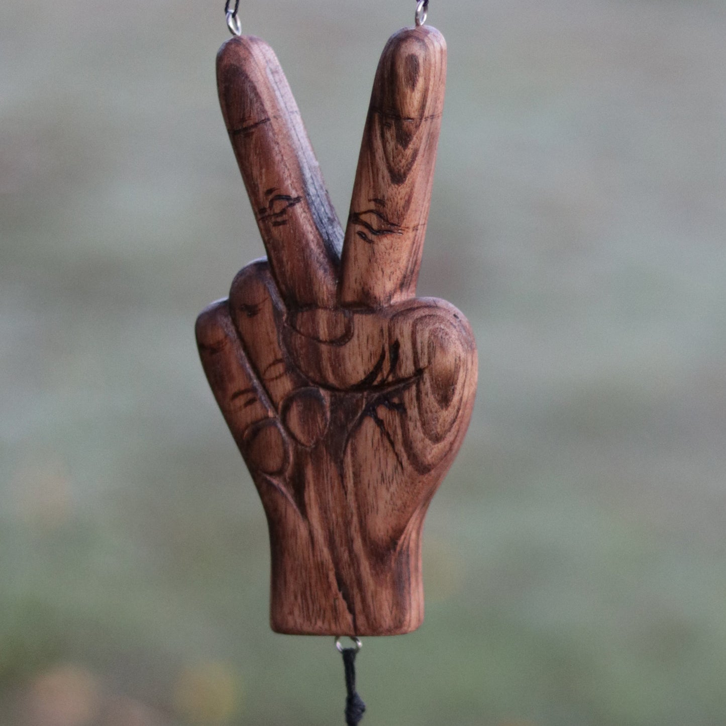 Peace Sign Hand Bamboo Wind Chime