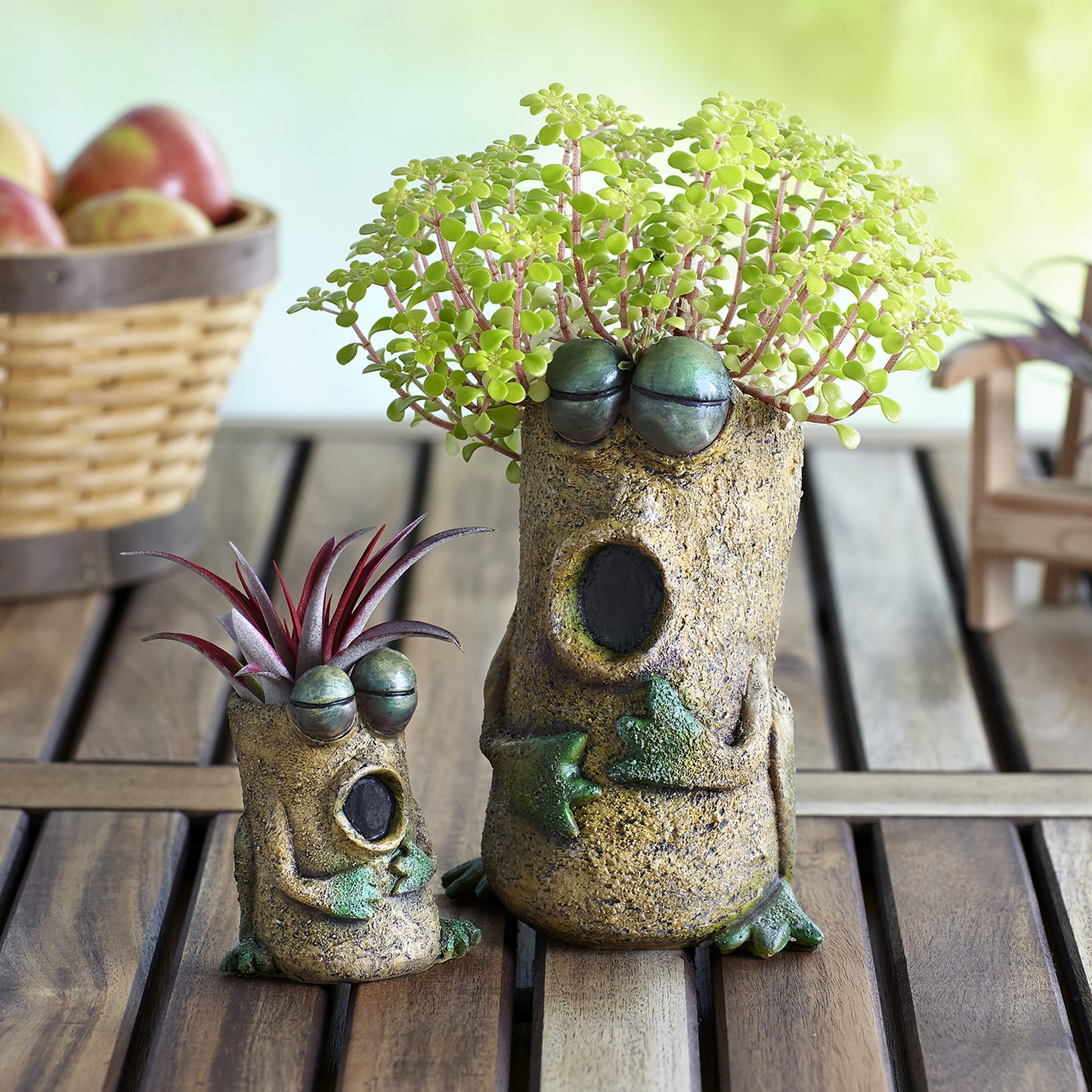 Singing Frog Mom & Baby Planters, Set of 2