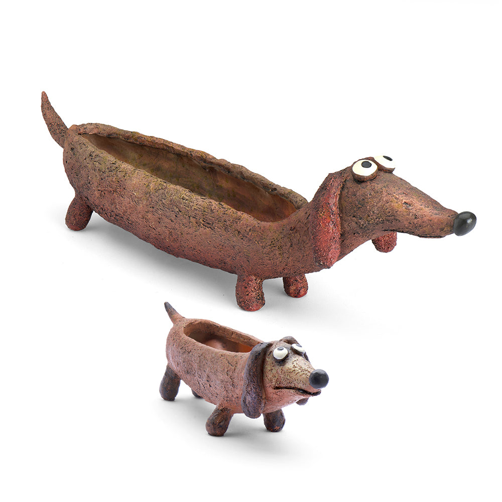 Dachshund Mom & Baby Planters, Set of 2