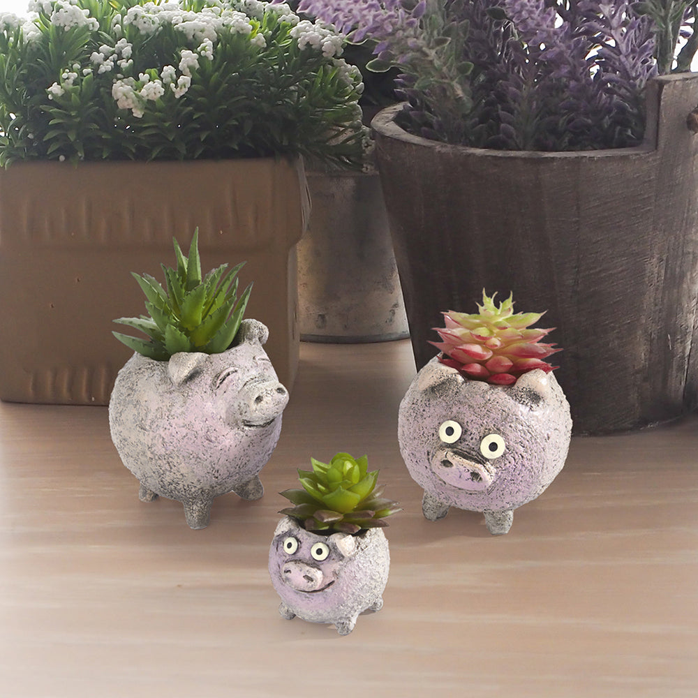 The Porcini Pig Family Planters, Set of 3