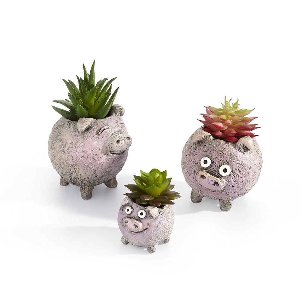 The Porcini Pig Family Planters, Set of 3