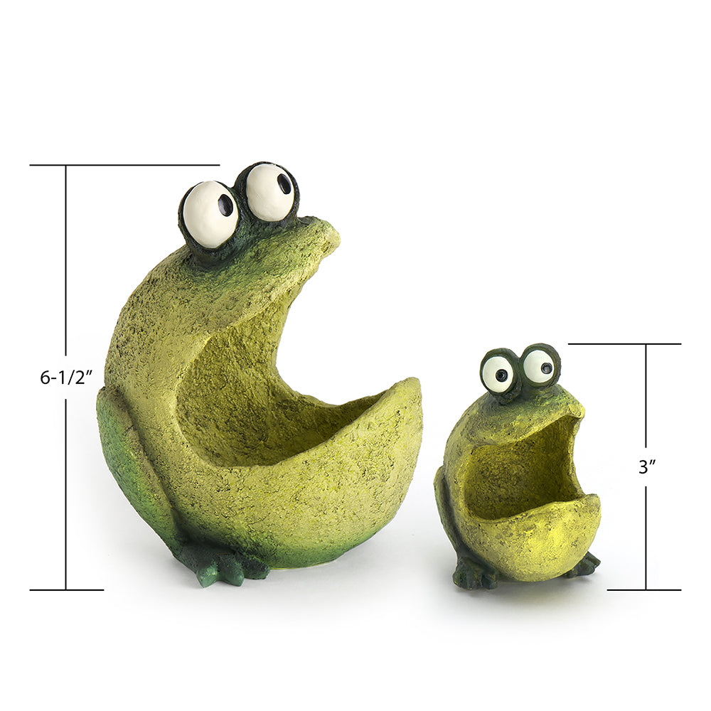 Mom & Baby Gaper Frog Planters, Set of 2