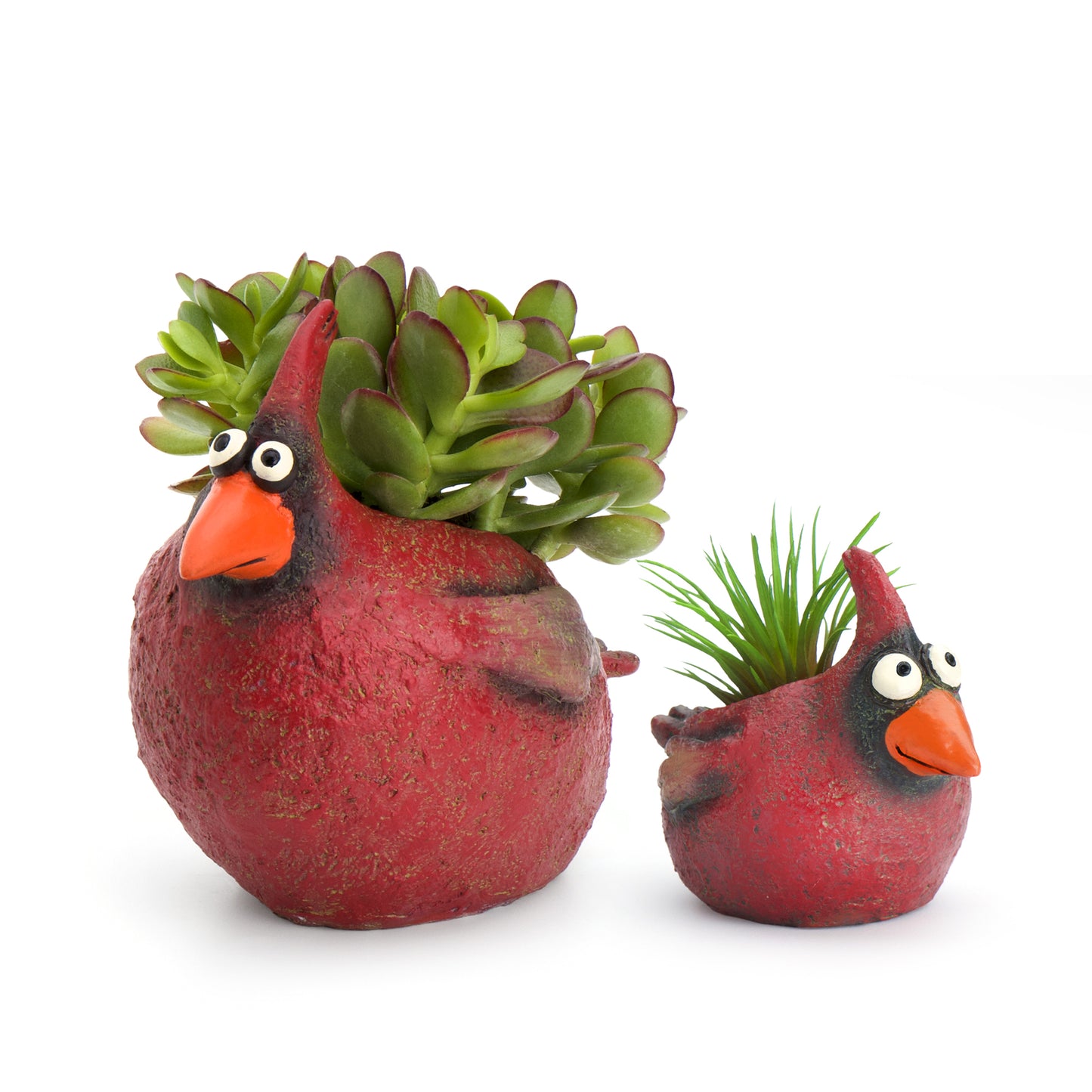 Mom & Baby Cardinal Bird Planters, Set of 2