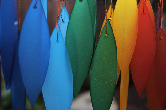 Tumbled Glass Wind Chime - Leaf Design