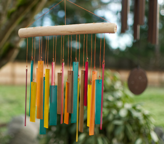 Tumbled Glass Wind Chime - Rectangles Design