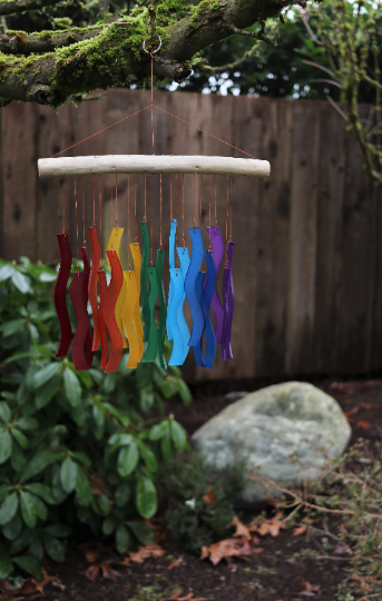 Tumbled Glass Wind Chime - Wave Design