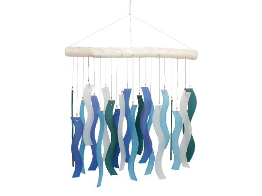 Tumbled Glass Wind Chime - Wave Design