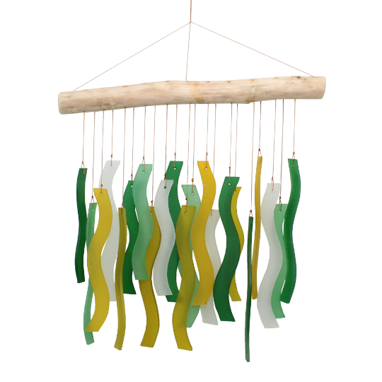 Tumbled Glass Wind Chime - Wave Design