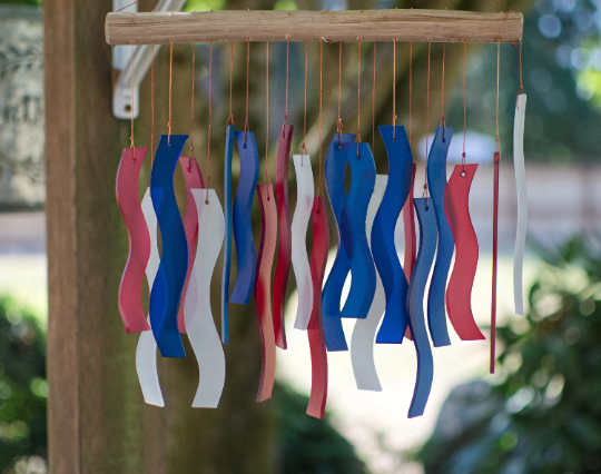 Tumbled Glass Wind Chime - Wave Design