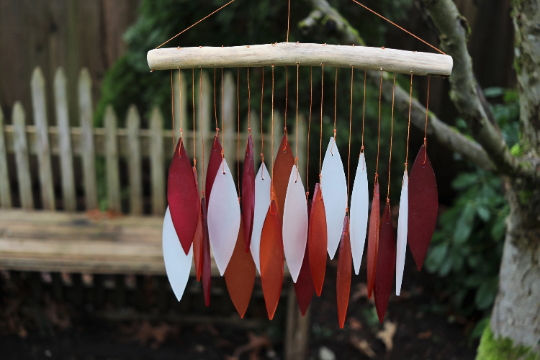 Tumbled Glass Wind Chime - Leaf Design