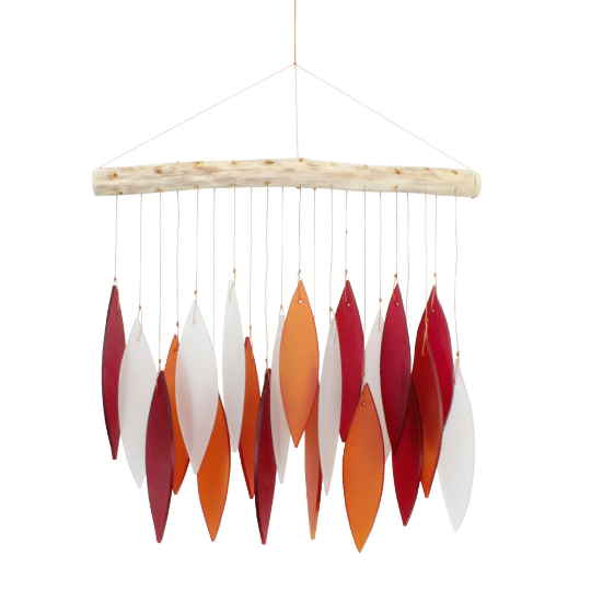 Tumbled Glass Wind Chime - Leaf Design